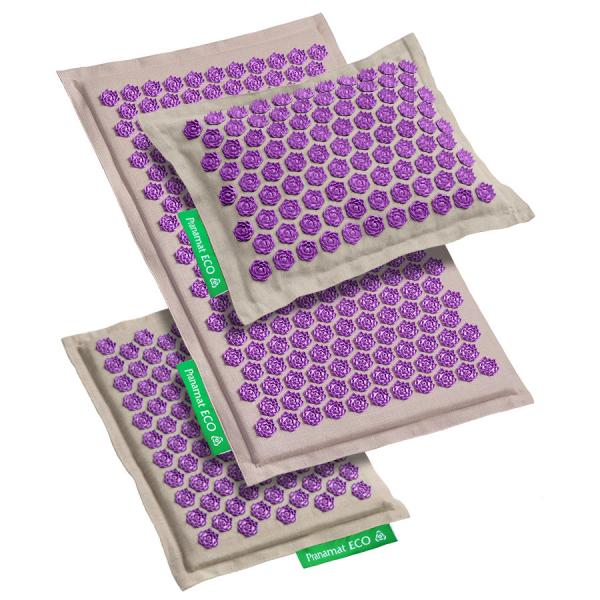 Pranamat ECO Set (Matte + Kissen + Mini) Natur & Violett