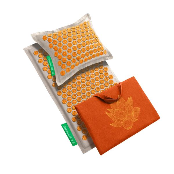 Pranamat + Pranamat Kissen + XL Tasche Natur & Orange