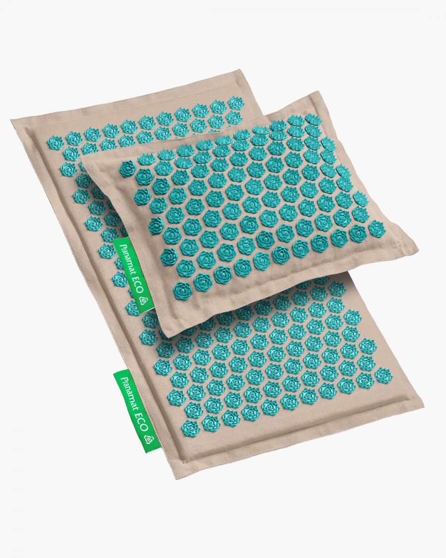 Pranamat ECO Set (Mat + Pillow) Natural & Turquoise
