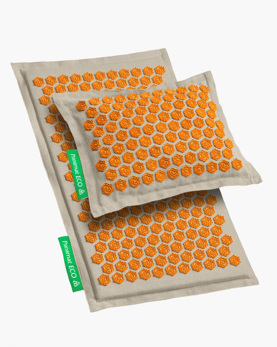 Pranamat ECO Set (Matte + Kissen) Natur & Orange